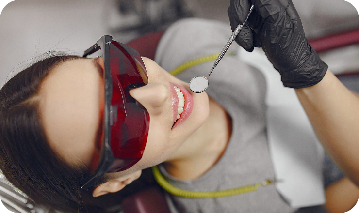 beautiful girl sitting dentist s office